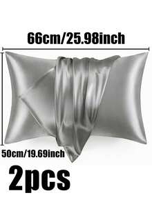 1/2 件装奢华丝滑柔软枕套 - 透气亲肤，触感凉爽，纯色信封式开口 - 可机洗，水洗丝绸枕套，单人冰丝缎面丝绸仿丝绸枕套，圣诞礼物，秘密圣诞老人礼物（女士），情人节礼物，圣诞袜填充物，个性化礼物，圣诞礼物 - 彩色 - 查看 25