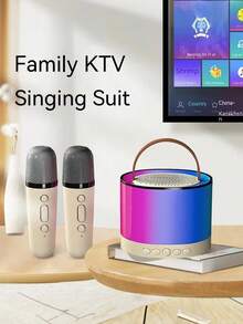 Khaki K12/K52  Double Malt Wireless Portable K-Song Microphone Microphone, Outdoor Singing Bluetooth Speaker Home Small KTV - Loa K52S Dual-Meg Blue - Xem 16