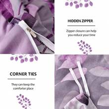 3PCS Soft Branches Leaves Pattern Duvet Cover Bedding Set Queen King Size With 2 Pillowcases Gift Purple Leaf Quilt Cover Set, Cozy Bed For Warm Fall & Festive Xmas Bedroom Decor, Soft & Stylish Bedding Collection - Màu tím - Xem 7