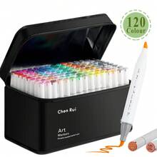 Bút dạ cồn nhiều màu, bút dạ cồn hai đầu 168/120/80/60/48 màu, tặng kèm thảm, đục và cọ, bộ bút dạ nghệ thuật gốc cồn dành cho người lớn tô màu minh họa, gói giá trị tuyệt vời cho học sinh lớp nghệ thuật - mực nạp lại khi trở lại trường - trắng - Xem 1
