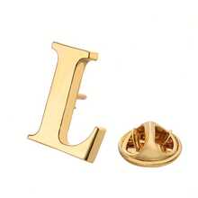1pc Gold Alloy Letter Brooch Pin - Unisex Streetwear Design, Suitable For Suits, Shirts, Jackets - Halloween, Thanksgiving, Teacher's Day, Graduation, Shirt Button Decoration, Fun Letter Badge, Smooth Surface Pin, 26 Letter Gold Brooches, 20K Plated Unisex 26 Letter Brooch Pin - Letter Brooch - View 31