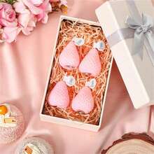 草莓味大豆蜡蜡烛批发，可爱创意生日礼物，手工逼真香氛蜡烛，适用于桌面摆设、拍照道具、生日、冥想、舒缓压力、沐浴、派对装饰、生日礼物、派对礼品、节日装饰 - 粉色 - 查看 10