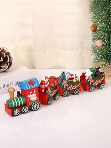 1pc Christmas Small Train Ornament, Holiday Gift, Wooden Decor For Window Or Tabletop,Christmas - Multicolor - View 5