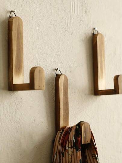 Boho Wooden Wall Hooks Decorative Simple Vintage Hangers Bag And Key Holder For Wall