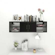 Mensola da parete vidaXL nera, 102x30x29 cm, materiale a base di legno. - Multicolore - Visualizzare 3