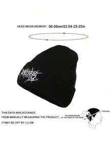1pc Or 2pcs Gothic Style Men Embroidered Scarf Knitted Beanie, Women's Fashion Street Ski Hat, Warm And Versatile Cold Weather Cap, Loose Fit. - 彩色 - 查看 7