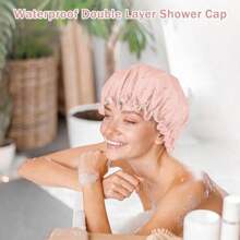 IEOVIEE Gorrito para bañarte de Mujer, Gorro de Baño Impermeable Doble Capa con Diseño Florido Único, Reutilizable para Pelo Largo, Corto o Rizado(Rosa - Fresco) - Multicolor - Ver 5