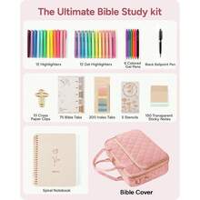 [Free Shipping][Free Shipping] Bible Journaling Kit – Quilted Bible Cover Case For Women, 31 Highlighters, 75 Tabs, Bible Study Supplies & Chris 1tian Gift For Women And Teens (Shoulder Strap, Blush Pink),Single Book - 單本 - 查看 3