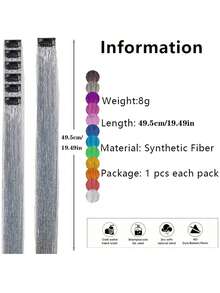 6pcs Colorful Glitter Hair Extensions, 24 Inch Shiny Hair Strands, Suitable For Women, Vibrant Hair Tinsel, Perfect Christmas Gift, Fits All Ages, Holiday Hair Accessories, Lively Hair Decor, Heat Resistant Hair Accessories, Women's Hair Accessories, Hair Strands, Girls/Women Hair Extensions, Braiding - Multicolor - View 6