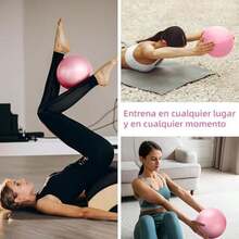 NEWKIBOU Pelota de Pilates (Fitball Anti-Burst) 25cm, 55cm, 65cm, 75cm - Pelota de Ejercicio para Yoga, Embarazo, Abdominales y Ejercicios Básicos - Incluye Bomba de Aire - 25CM-Rosa - Ver 6
