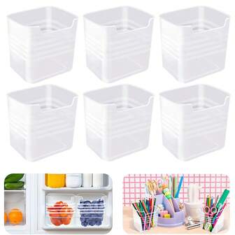 12 piezas Juego de cajas de almacenamiento para refrigerador, cajas de almacenamiento transparentes de plástico para la puerta lateral del refrigerador, juego de cajas de almacenamiento de gran capacidad apilables para alimentos, frutas, verduras y granos, adecuadas para despensa, picnic, oficina y almacenamiento en la cocina