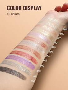 HANDAIYAN 12-Color Liquid Eyeshadow Palette, Pearlescent Glitter, Long-Lasting Natural Everyday Makeup, Suitable For Nightclub, Party, Camping, Travel, Winter, Christmas Gift - 12 cái/bộ - Xem 3