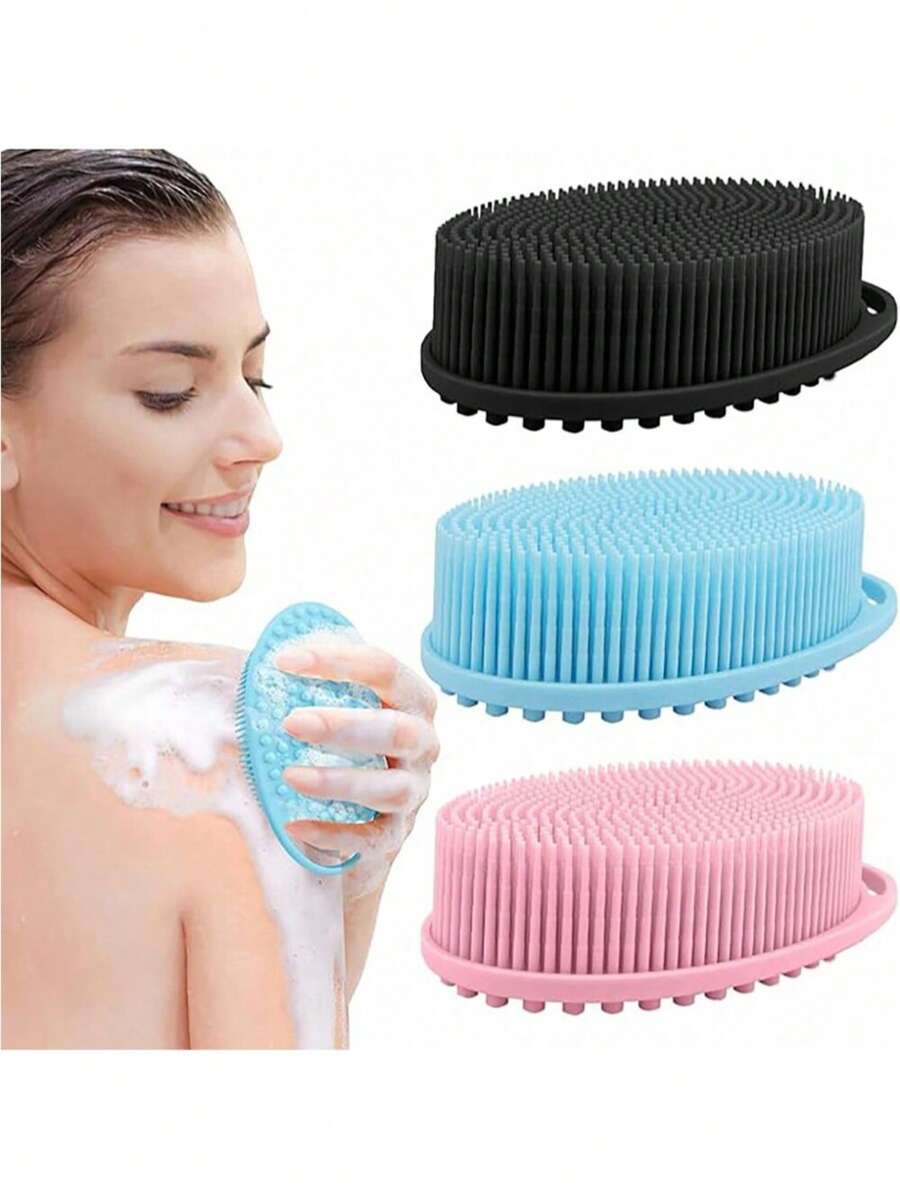 1 Stück Weiche Silikon Bademassagebürste - 2-in-1 Luffa Bürste, geeignet für Männer und Frauen - Mehrzweck-Design, kann als Körperpeeling/Massagegerät und Make-up Pinsel Reiniger verwendet werden - Einfach zum Aufschäumen, genießen Sie entspannende Badezeit, entfernen Sie abgestorbene Haut, entspannen Sie Muskeln - Lochfreies Silikon Material, schimmel- und geruchsbeständig, einfach abzuspülen und an der Luft zu trocknen - Unverzichtbares Badezimmerutensil, vereinfacht die Körperpflege