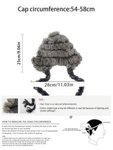 1pc Cute Fluffy Colorful Knitted Beanie Hat For Women, Solid Color Witch Knit Bucket Hat With Pom Pom, Braided Trapper Earflap Hat, Versatile Handmade Knit Bucket Hat With Tie - Multicolor - View 2