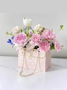 1/3 hộp quà giấy hoa hồng trang nhã, hộp hoa hình lập phương bằng bìa cứng chắc chắn có tay cầm - Thích hợp cho đám cưới, Ngày của Mẹ, Ngày Valentine và các dịp khác - Thiết kế kiểu túi xách sáng tạo, trang trí hoa đan, hộp quà bền đẹp, hộp quà hoa. - Nhiều màu - Xem 9