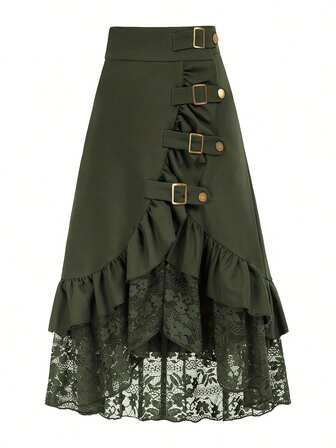 花卉印花 优雅休闲 荷叶边下摆/荷叶边纽扣 度假海滩