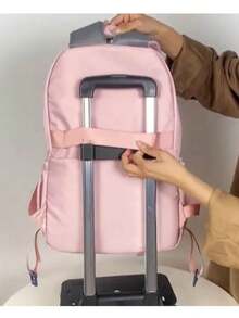 Minimalist, Unisex College-Style Backpack, Ideal For Casual Travel, School Backpack, And Travel Bag. - Màu tím - Xem 6