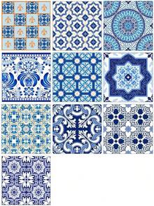 EXCEART Azulejos Adhesivos para Cocina Y BañO De Porcelana Azul Y Blanca Pegatinas De Pared Autoadhesivas De PVC Resistente Al Agua DecoracióN FáCil Y VersáTil para Hogar - El 10x10cm - Ver 1
