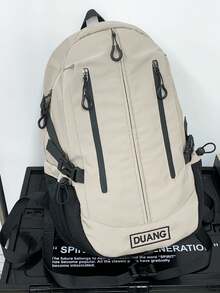 1pc Contrast Color Anti-Theft Large Capacity Casual Fashion Backpack With Waist Strap, Suitable For Men And Women, School, Work, Travel, Commuting, Short Trip