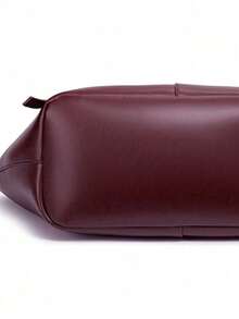 Dedoo Fashionable Large Capacity Trapezoid Design Luxury PU Leather Women's Shoulder Bag, Designer Chic Lock Closure Handbag, High-Quality Underarm Bag - Burgundy - View 7