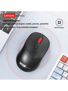 Lenovo N02 Wireless Mouse, 2.4G Wireless Connection, 4 Buttons, Strong Anti-Interference Capability, Smart Sleep Mode, Extended Battery Life, Portable Design, Suitable For Office, Laptop, Desktop And Tablet - Black - View 4