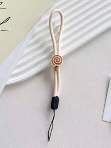 1pc Adjustable Nylon Lanyard With Beige Bear & Rabbit Charms, For Phone, USB, Keys