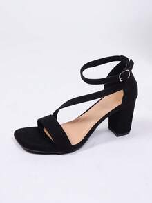 Plus Size Women's Peep Toe Chunky Heel Sandals, Sexy & Stylish, Summer - Black - View 6