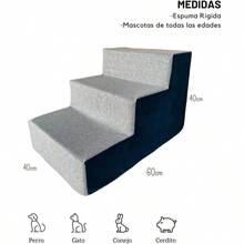ASDRID Escalera para Perro Gato Rampa Escalones para Casa Resistente Altura Cama Sofa Silla Colores Pet Stairs Reforzado Aesthetic Azul/Gris - AltaCalidad - Ver 2