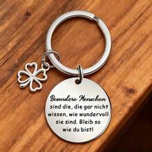 1 Stück minimalistischer Mode Glücksklee Ahorn Blatt Schlüsselanhänger, Freundschafts-Schlüsselanhänger, Geschenk zu Feiertagen, Renteneintritt, Geburtstag, lässig, süß, elegant Edelstahl Schlüsselanhänger, Taschenanhänger, Party Gastgeschenk, vielseitiges tägliches Accessoire - Silber - Übersicht 3