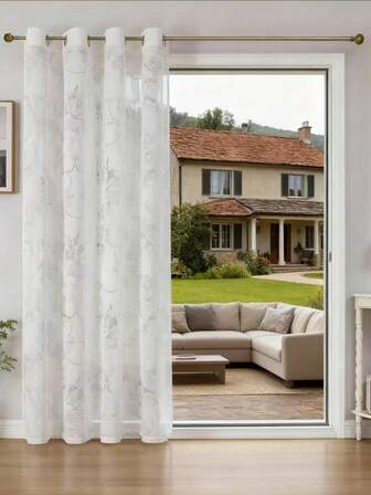 2pcs White Luxury Sheer Curtains - Elegant Floral Pattern, Suitable For Living Room, Bedroom, Dining Room, Cafe, Hotel, Study, Farmhouse Decor With Grommet