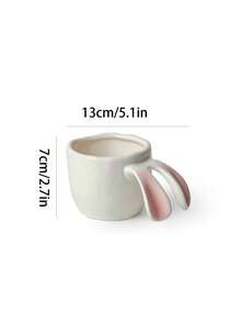 1 pieza Taza de cerámica con diseño de conejo lindo, taza de café de diseño creativo de nicho, taza de desayuno con orejas de conejo Kawaii, rosa y blanco, adecuada para todas las estaciones y escenarios del hogar - Multicolor - Ver 2