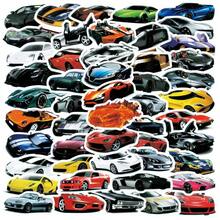50pcs Stylish Cartoon Sports & Supercar Vinyl Stickers - Waterproof, Reusable Decals For Skateboard, Toys Etc. - Mixed Colors - Multicolor - View 10