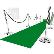 Green Carpet Runner For Party, 2.6X15ft, 130GSM Felt Non-Woven With Double-Sided No Traces Adhesive Sticke, Aisle Runner For Wedding, Movie Theme Party Decos, Green Runway Rug For Prom - Grass Green - View 1
