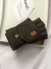 1 Paar Herren Damen Winterhandschuhe mit halboffener Klappe, gestrickt, dick, winddicht, Handabdeckung als Geschenk für Outdoor - A - Übersicht 11