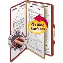 Smead Pressboard Classification File Folder With SafeSHIELD Fasteners 1 Divider 2" Expansion Legal Size Red 10 Per Box 18775 - Red - View 1