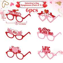 6pcs/8pcs Valentine's Day Party Decoration Glasses; Wedding Decoration Funny Photo Props Valentine's Day Paper Glasses - Multicolor - View 7