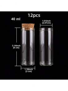 12 Stücke/Set transparente Glasröhrchen mit Gummistopfen | leere Glasflaschen & Gläser für Kunst, DIY Basteln, Hochzeitsgeschenke | 11 Größen: 15ml/20ml/25ml/30ml/40ml/50ml/55ml/60ml, 3cm Durchmesser
