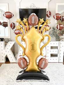 1 quả bóng bay hình cúp bóng đá/bóng bầu dục cỡ lớn, thích hợp cho các bữa tiệc bóng đá/bóng bầu dục, trang trí sự kiện thể thao, sinh nhật, trang trí trong nhà/ngoài trời. - Nhiều màu - Xem 7