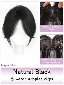 合成3D透气刘海假发 女款 自然无缝 高温假发 头顶替换罩 白色假刘海 - 彩色 - 查看 12