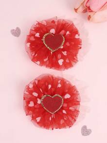 2 Peças Laços de Cabelo de Tule com Coração Brilhante para o Dia dos Namorados para Meninas Bebê, Presilhas de Cabelo Vermelhas e Rosas com Tule, Acessórios de Cabelo Elegantes e Casuais para o Dia dos Namorados - Multicolorido - Visão 10