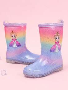 Giày bốt đi mưa công chúa cho trẻ em, chống trượt, chống thấm nước, dễ thương & đa năng, sáng bóng - Hồng - Xem 1