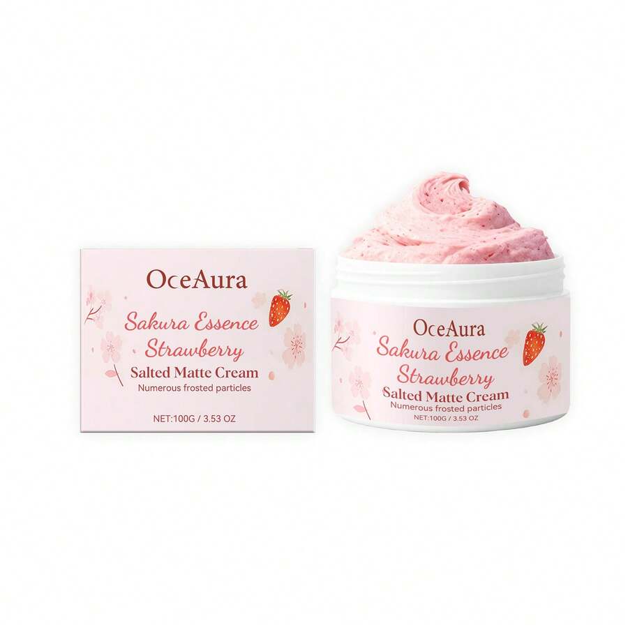 OceAura樱花草莓身体磨砂膏，清洁、绿色、美丽的日本樱花糖漂浮身体磨砂膏 100克 - 彩色 - 查看 1