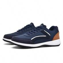 Zapatillas deportivas casuales de moda para hombres, con cordones, suela blanda y cómoda, incluye pantalones cortos, con estilo y livianas - Azul Marino - Ver 4