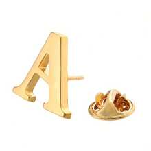 1pc Gold Alloy Letter Brooch Pin - Unisex Streetwear Design, Suitable For Suits, Shirts, Jackets - Halloween, Thanksgiving, Teacher's Day, Graduation, Shirt Button Decoration, Fun Letter Badge, Smooth Surface Pin, 26 Letter Gold Brooches, 20K Plated Unisex 26 Letter Brooch Pin - Letter Brooch - View 4