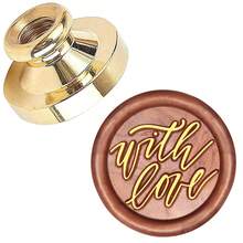 BAOFALI 1个蜡封头/7件套蜡封印章，包含“谢谢”、“生日快乐”、“爱意满满”等英文单词印章 - 英文单词蜡封印章 - 婚礼请柬蜡封 - 礼品包装蜡封