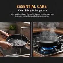 LugoBox 3pcs Bare Cast Iron Skillet Set (6/8/10 Inch) - Heavy-Duty Heirloom-Grade Sand Casting, Seasoning, Stir-Fries, Non-Stick Surface & Oven/Grill/ - Even Heat Distribution For Steak, Cornbread, Baking - Rustic Kitchen Cookware Essentials - 黑色 - 查看 3