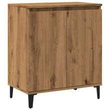 Buffet vidaXL en bois de chêne massif travaillé à la main, dimensions 60 x 35 x 70 cm, contrecollé sur bois. - Multicolore - Voir 2