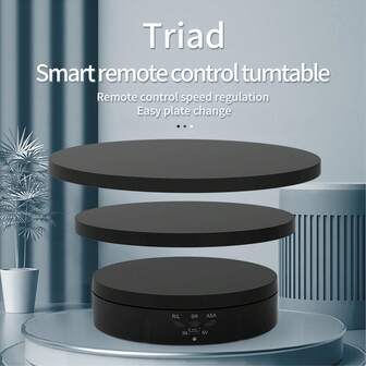 Visualizador eléctrico giratorio 3 en 1 de 360° con base de exhibición regulable y carga USB, para fotografía de video, joyería y calzado, color negro