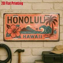 CIFbuy Honolulu Beach Paradise Vintage Aluminum Sign 11.8"X5.9" Tropical Surf Metal Wall Art Decor For Beach House Spa Bar Coastal Gift - 彩色 - 查看 6