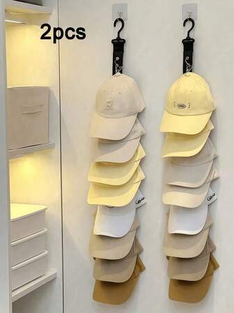 Baseball Cap Hat Rack, Unisex Hat Rack With Hooks And Clips, Suitable For Wardrobe And Cabinet Doors, Hat Storage Rack On Door And Wall, Suitable For Baseball Cap Lovers To Store Closet Door Display Hat Rack.